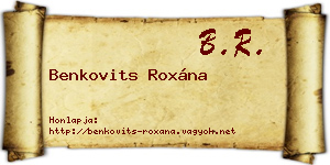 Benkovits Roxána névjegykártya